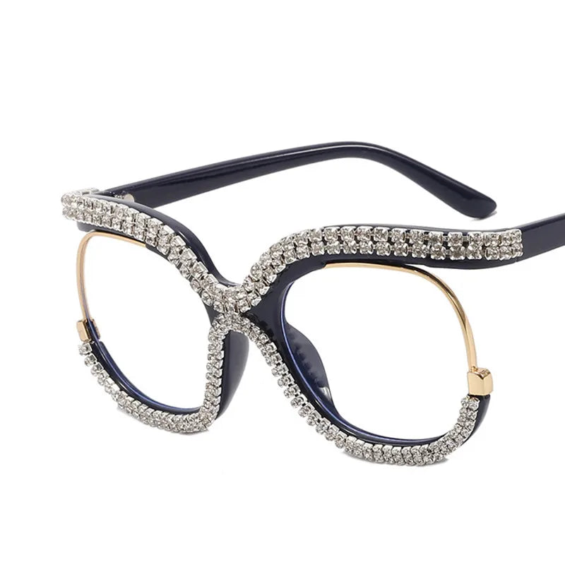 Plastic Diamond-Decorated Reading Glasses — Clear | KIMLUD