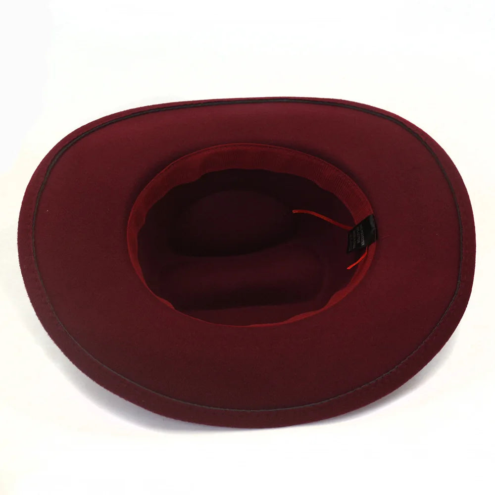Felt Western Cowboy Hat With Black Belt — Black | KIMLUD