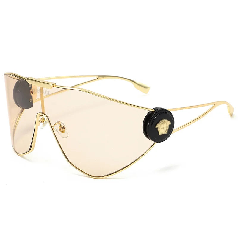 Plastic Oversized Sunglasses Solid — Gold | KIMLUD