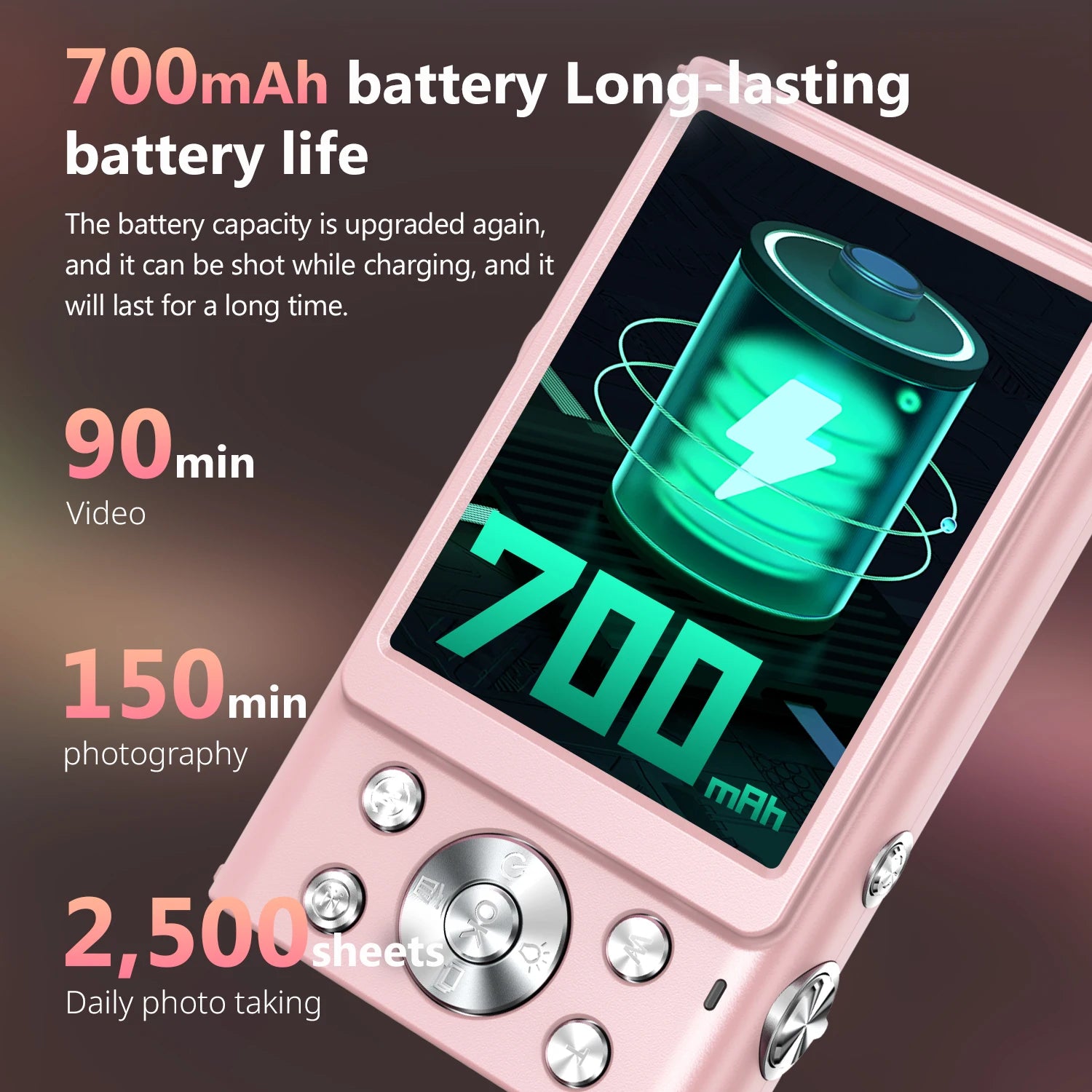 Plastic Vlogging Camera 4K Autofocus — Pink | KIMLUD