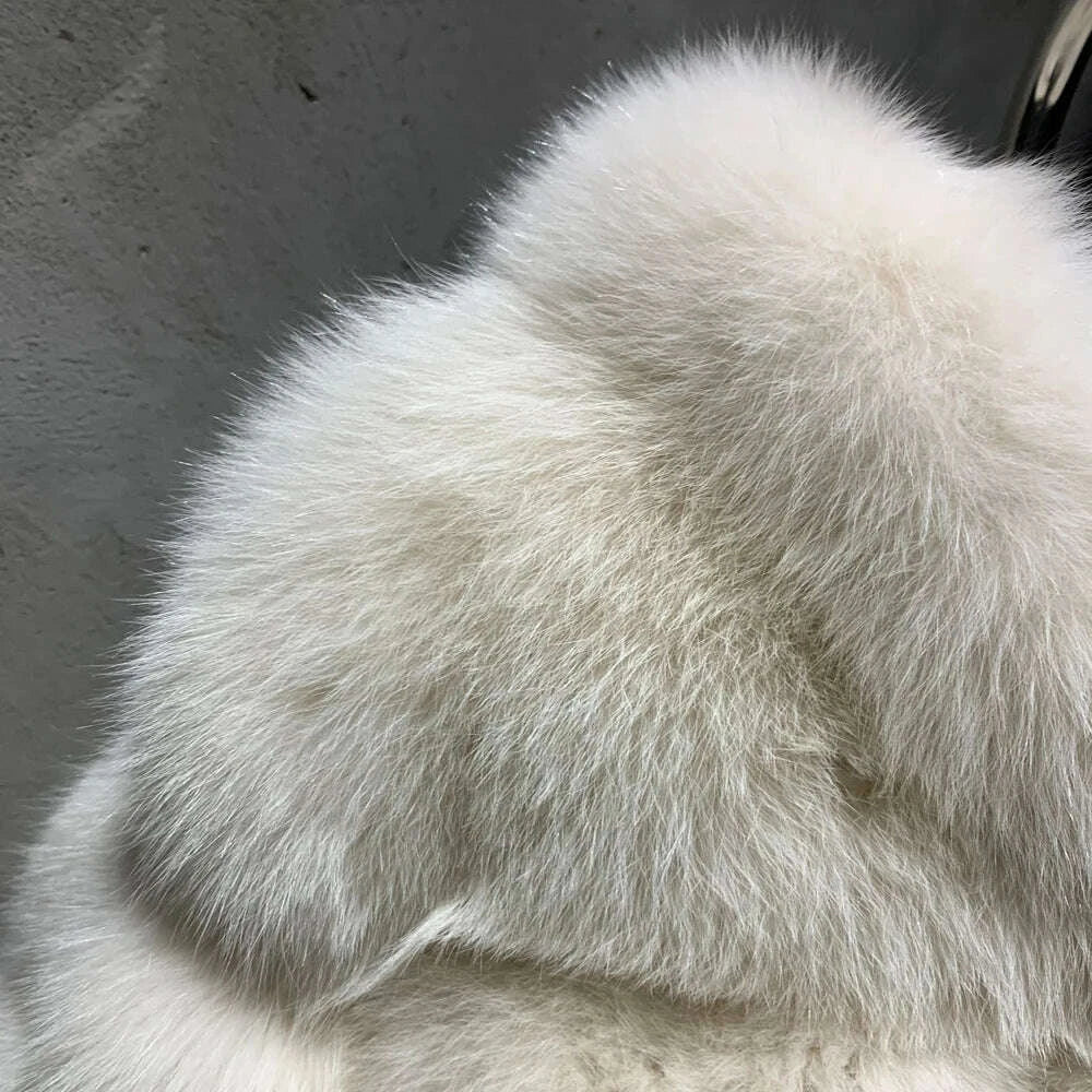 KIMLUD, Women's Full Pelt Real Fox Fur Hooded Jackets, Long Sleeve Outwear, Winter Bomber, Female, 902, KIMLUD Womens Clothes