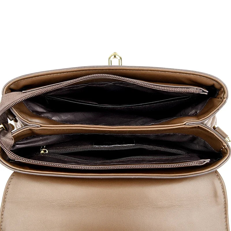 Soft Leather Multi-Pocket Shoulder Bag — Black | KIMLUD