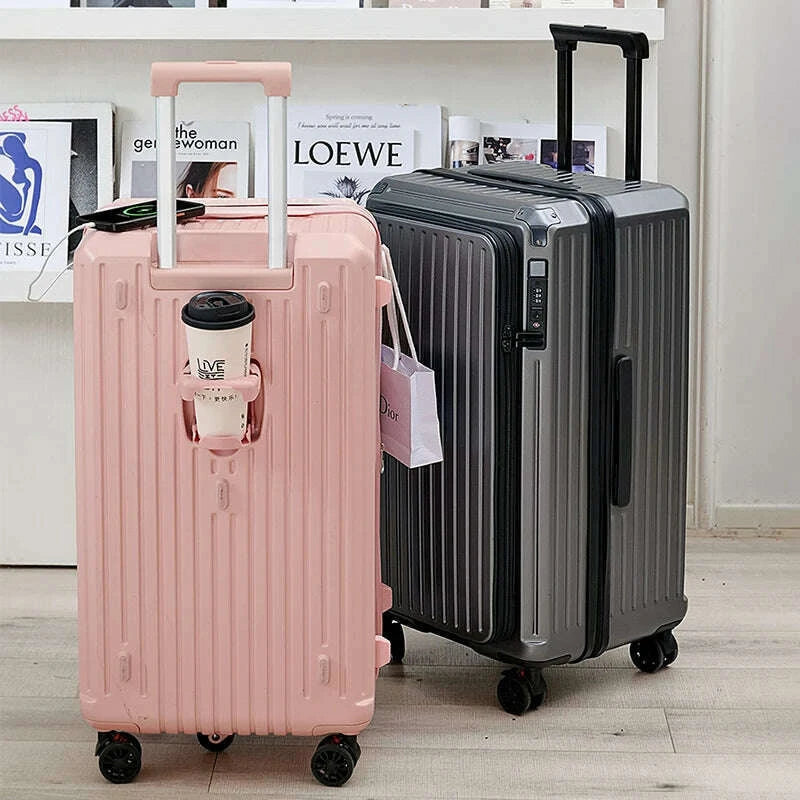 2025-new-side-opening-suitcase-pc-large-capacity-luggage-with-usb-cup-holder-34-inch-password-trolley-case-20-travel-suitcaseskimlud-womens-fashion-34612927