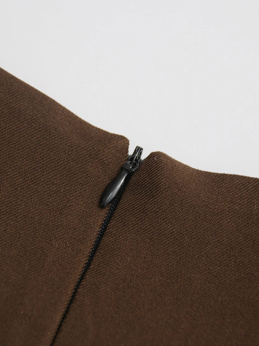 KIMLUD, TWOTWINSTYLE Solid Slimming Spliced Breasted Fashion Dresses for Women Round Neck Long Sleeves High Waist Dress Female Clothing, KIMLUD Womens Clothes