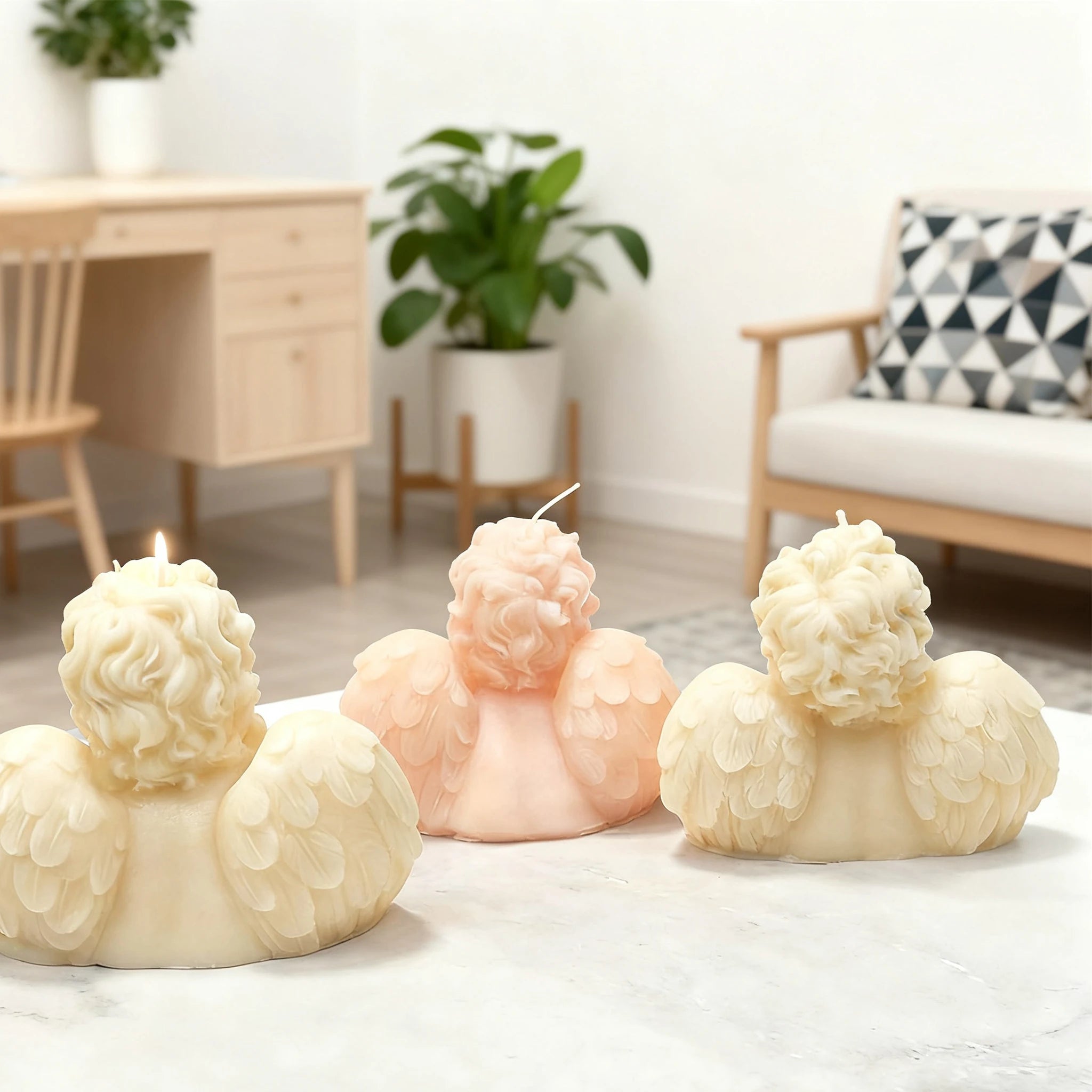 KIMLUD, 1Pc Nordic Style Cupid Angel Soy Wax Candle - Smokeless Essential Oil Aromatherapy Candle for Home Decor & Photo Props, KIMLUD Womens Clothes