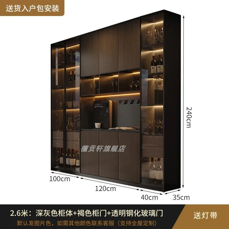 Minimalist Modern Storage Cabinet With Glass Panels — Espresso | KIMLUD