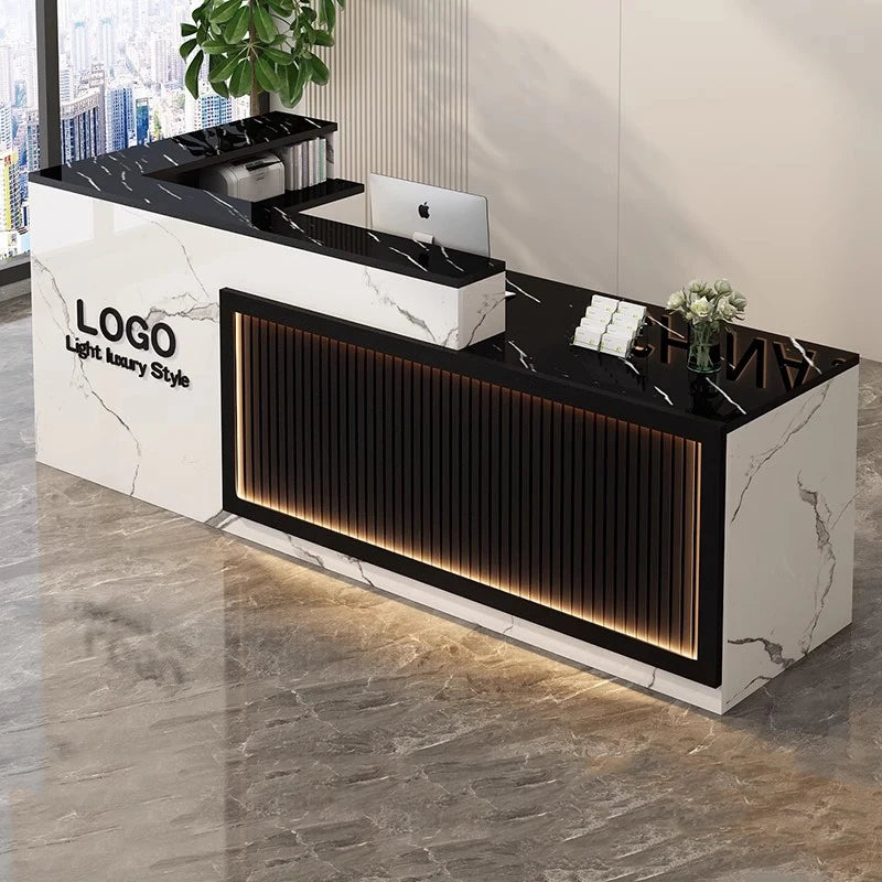 Contemporary Reception Desk Decor Set Customizable — Black | KIMLUD