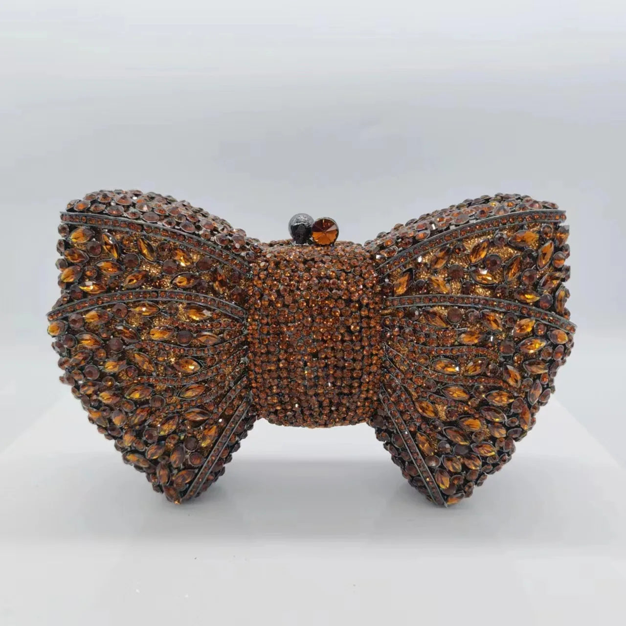 Crystal Rhinestone Bowtie Clutch Evening — Gold | KIMLUD