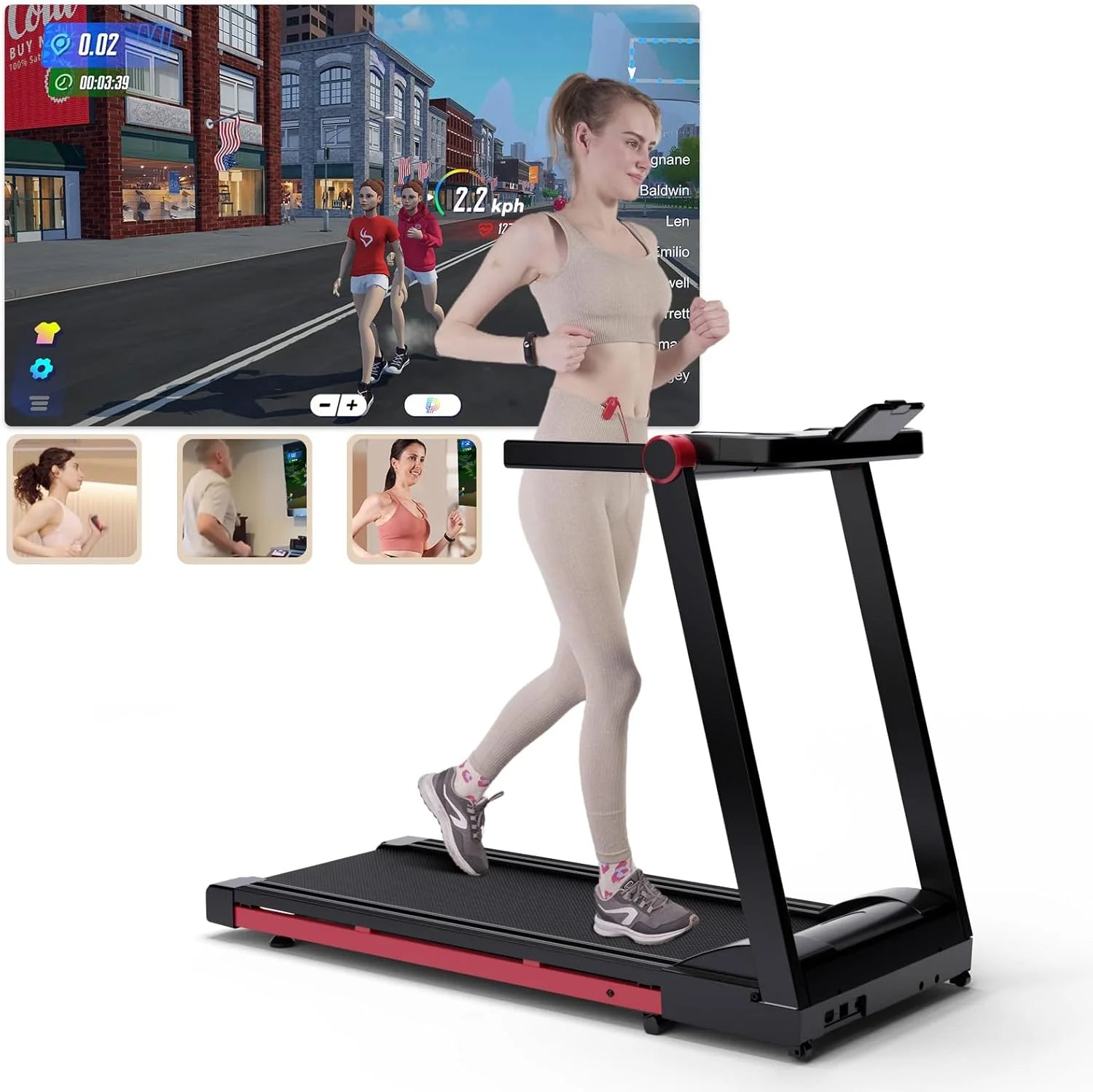 Foldable Treadmill Walk Pad With Incline 3.5HP 10MPH Quiet Motor Bluetooth App Data — Slate-Gray | KIMLUD