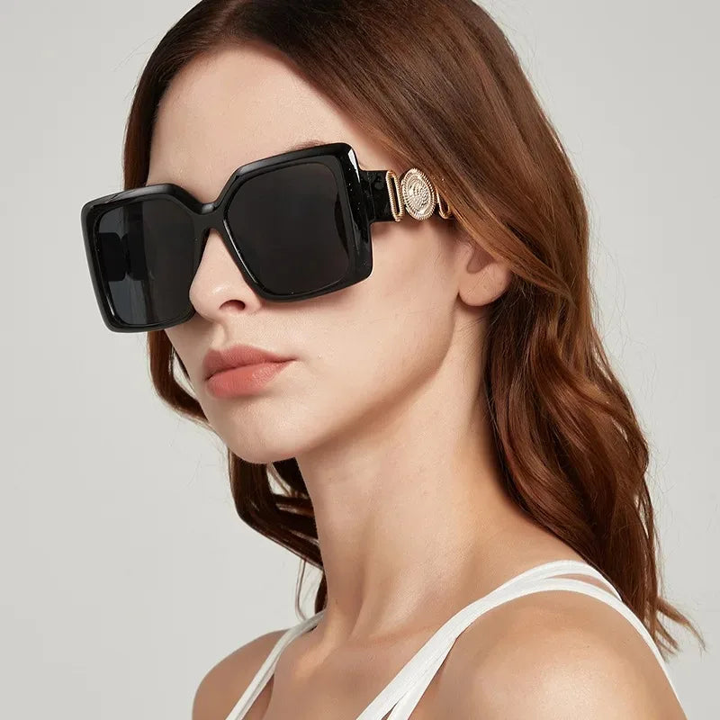 Big Square Frame Sunglasses For Men Women Brand Design Luxury Vintage Fashion Male Ladies Driving Black Sun Glasses Eyewear 2024