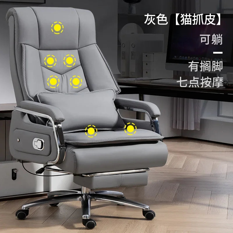 boss Bureaux Office Furniture Selected cowhide foot hold Office Chair 7-point massage Ergonomic Recliner Rolling Gaming Chair