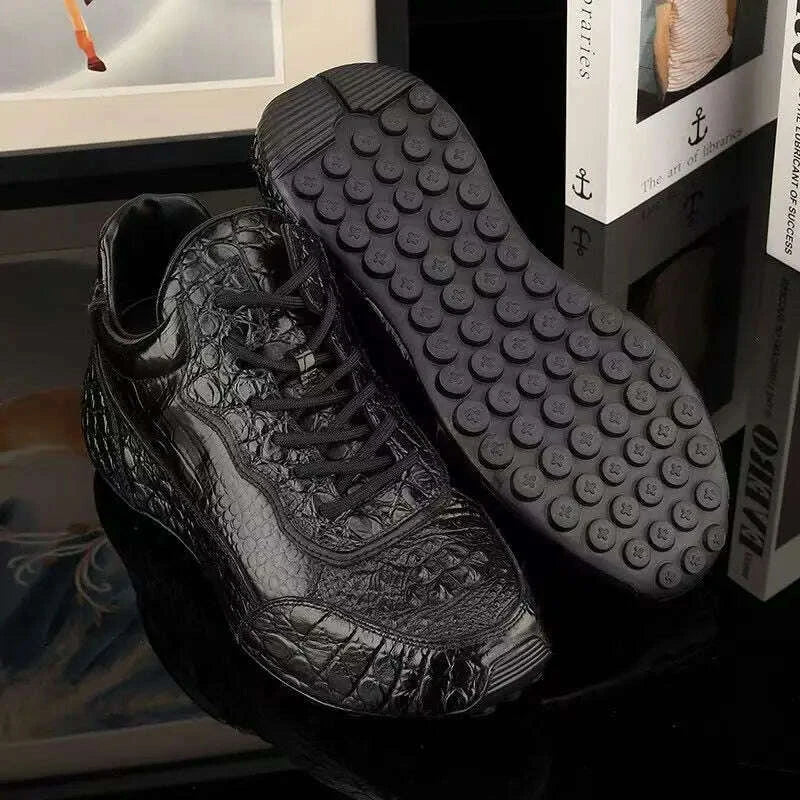 KIMLUD, 2025 new arrival Crocodile skin causal shoes men,male Genuine leather sneakers PDD620, KIMLUD Womens Clothes