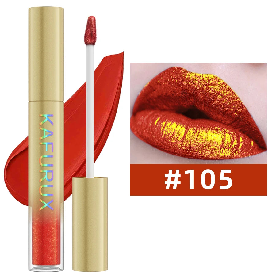 14 Colors Bold Intense Glitter Metallic Lip Gloss Pearlescent Lip Tint,Long Lasting Liquid Lipstick Makeup Gifts for Women Red
