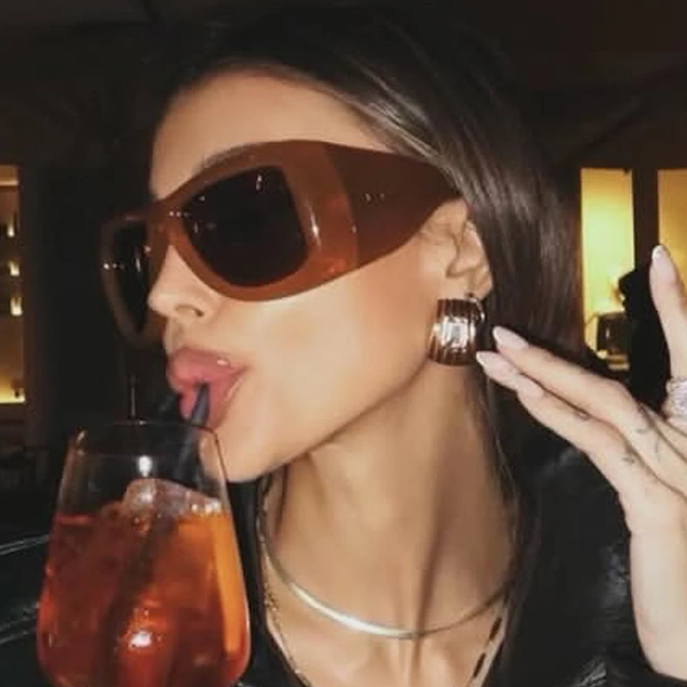 Oversized Square Sunglasses Y2K Style — Black | KIMLUD