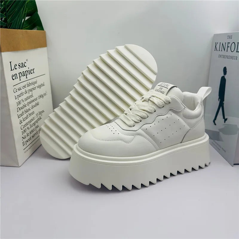 Men's Lace-Up Casual Shoes – Fluorescent Green Thick Sole | KIMLUD