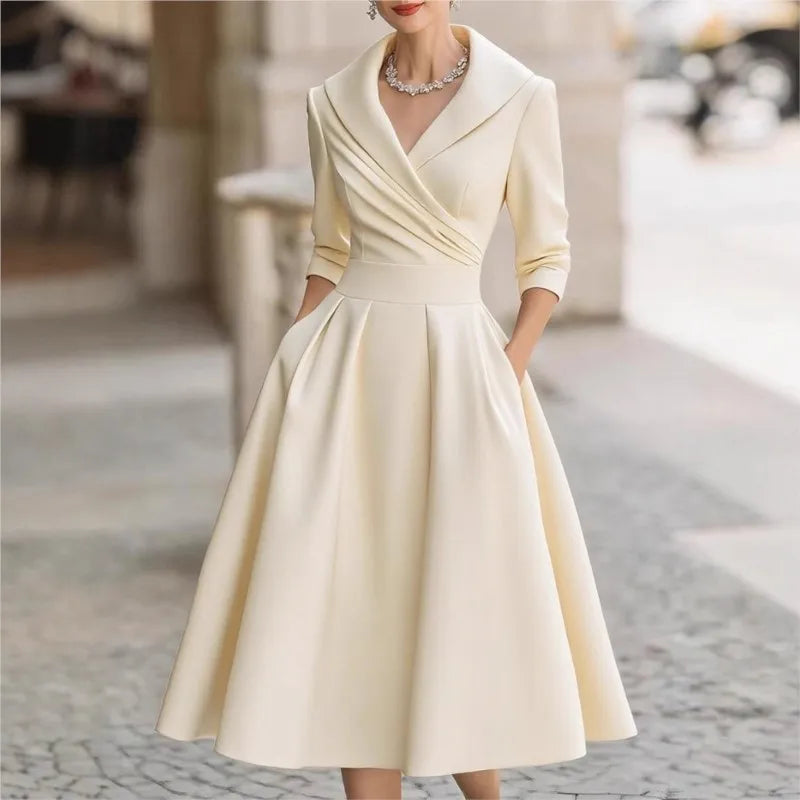 Women's Fashion Dress New Style V-neck Waist-hugging Makes You Look Slim And Elegant Long Sleeves Maxi Prom Dresses For Women