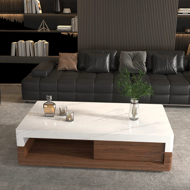 Solid Wood Coffee Table Minimalist Round — Charcoal Black | KIMLUD