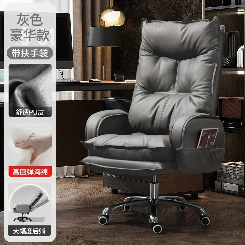 Cortex Leather-Blend Office Chair Executive Desk Chair With Ergonomic High Back — Cognac Brown | KIMLUD