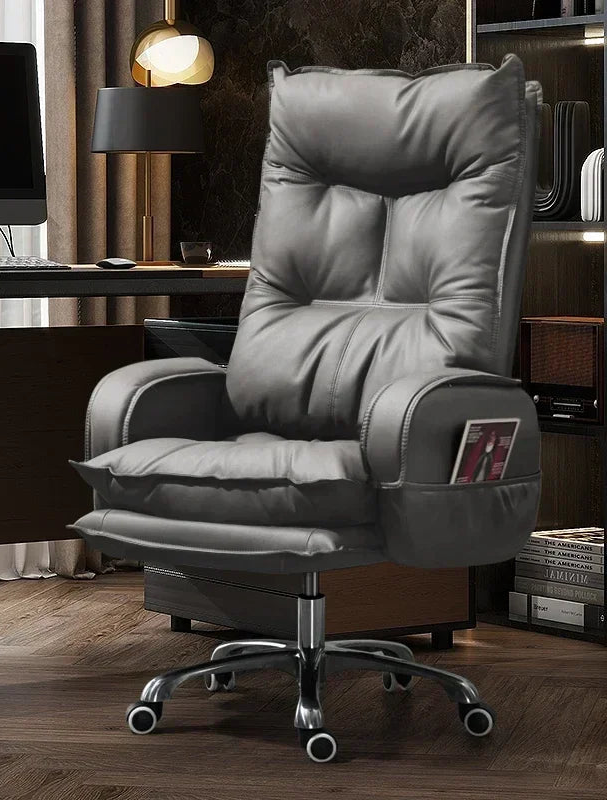 Cortex Leather-Blend Office Chair Executive Desk Chair With Ergonomic High Back — Cognac Brown | KIMLUD