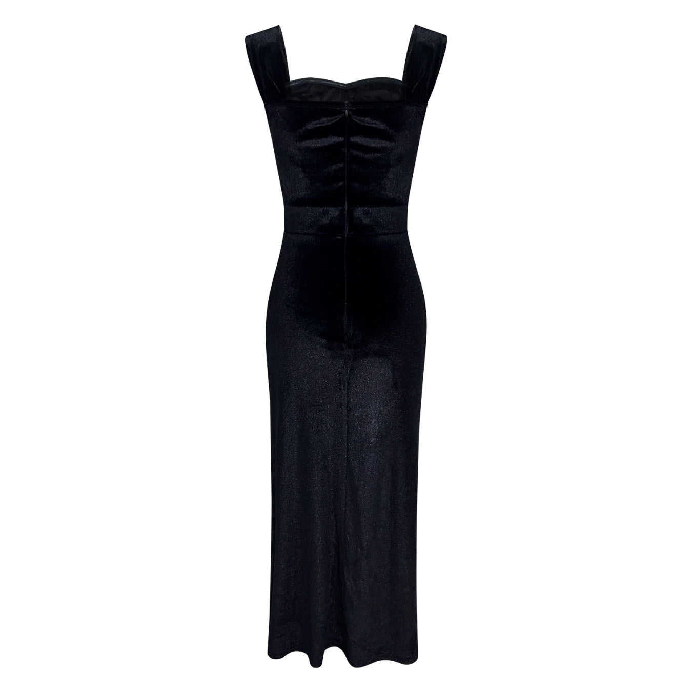 Velvet Maxi Dresses With Bow Waist Lace Patchwork — Black | KIMLUD
