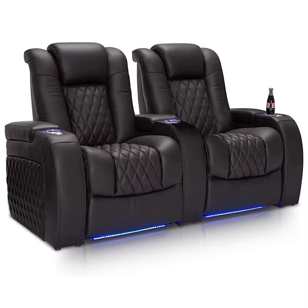 Minimalist Cinema Sofa 3-Seater Electric Recliner — White | KIMLUD
