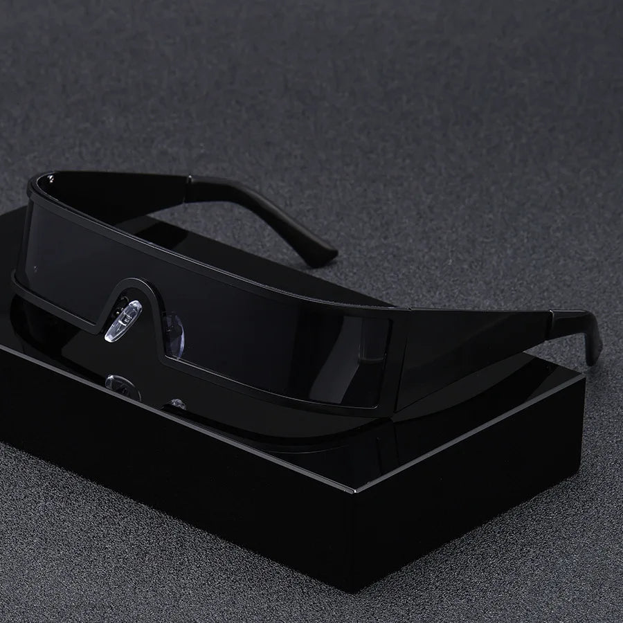 Cyberpunk Alloy Sunglasses Narrow Frames — Black | KIMLUD