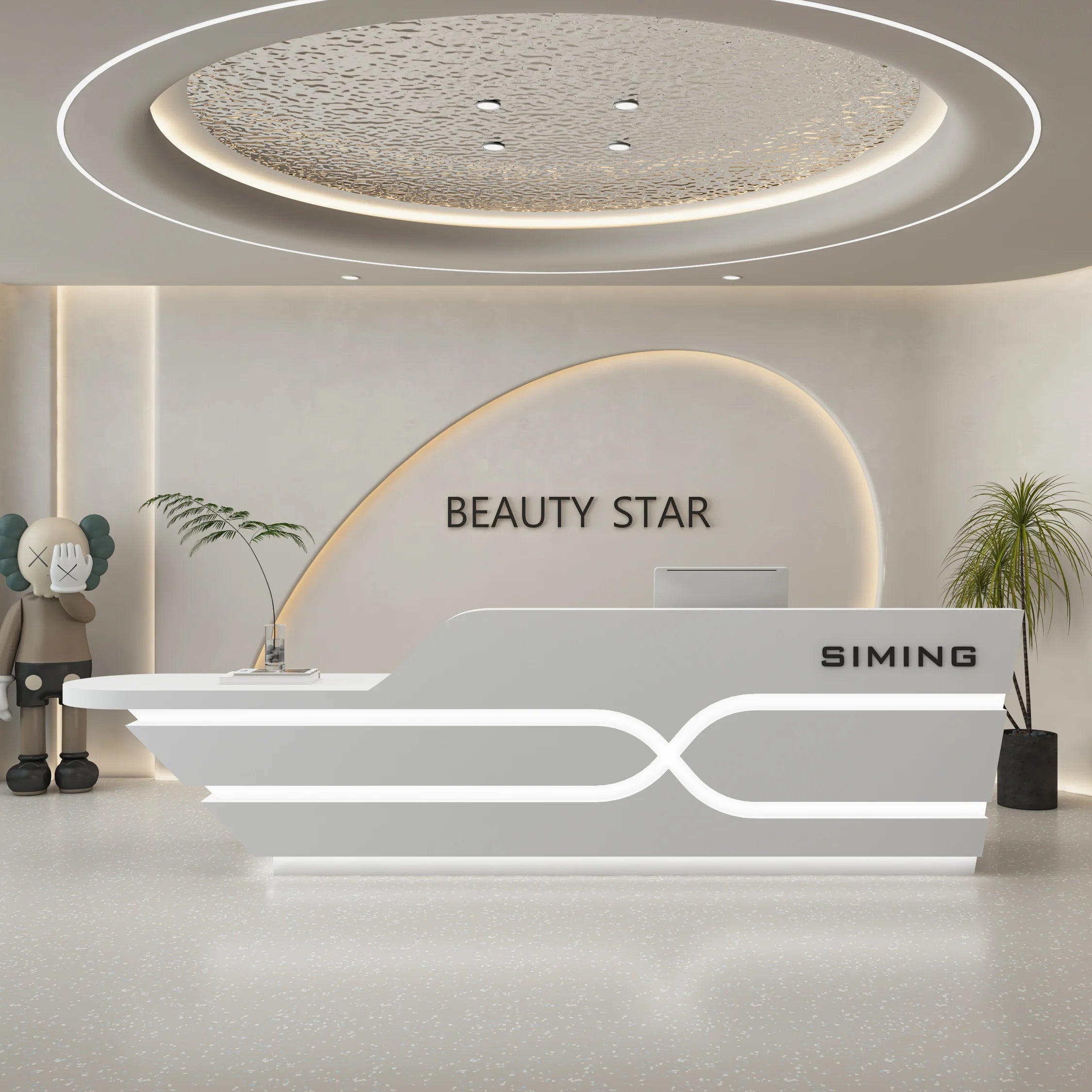Sculpted Reception Desk LED Halo — Cool Gray | KIMLUD