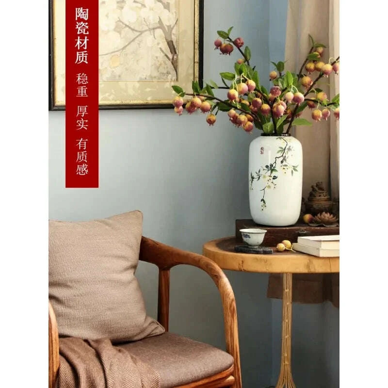 KIMLUD, Chinese Ceramic Vase Decoration Living Room Entrance Floral Home Hydroponic Simple round Housewarming Gift Flower, KIMLUD Womens Clothes