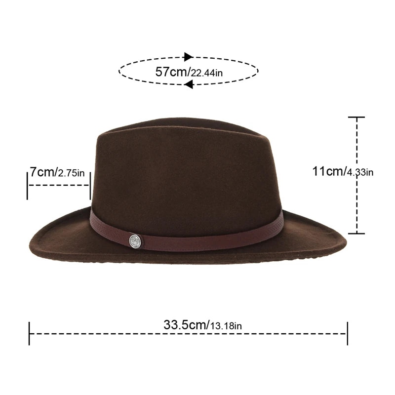 Western Cowboy Hat Wide Brim Belted — Black | KIMLUD