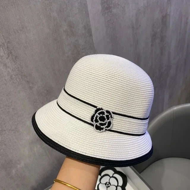 Ribbon Boater Straw Hat Sun Protection — Natural | KIMLUD