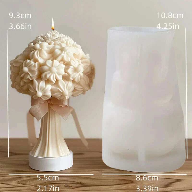 KIMLUD, Peony Rose Bud Bouquet Candle Silicone Mold Peony Flower Clusters Candle Mould Christmas Gift Flower Bundle Resin Gypsum Molds, KIMLUD Womens Clothes