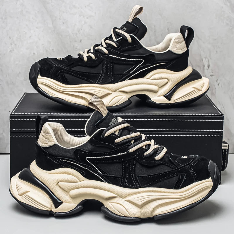 Lacing up Men's and Women's Couple Sport Shoes 2025 Thick Sole Luxury Design Casual Retro Dirty Casual Sneakers Breathable Upper