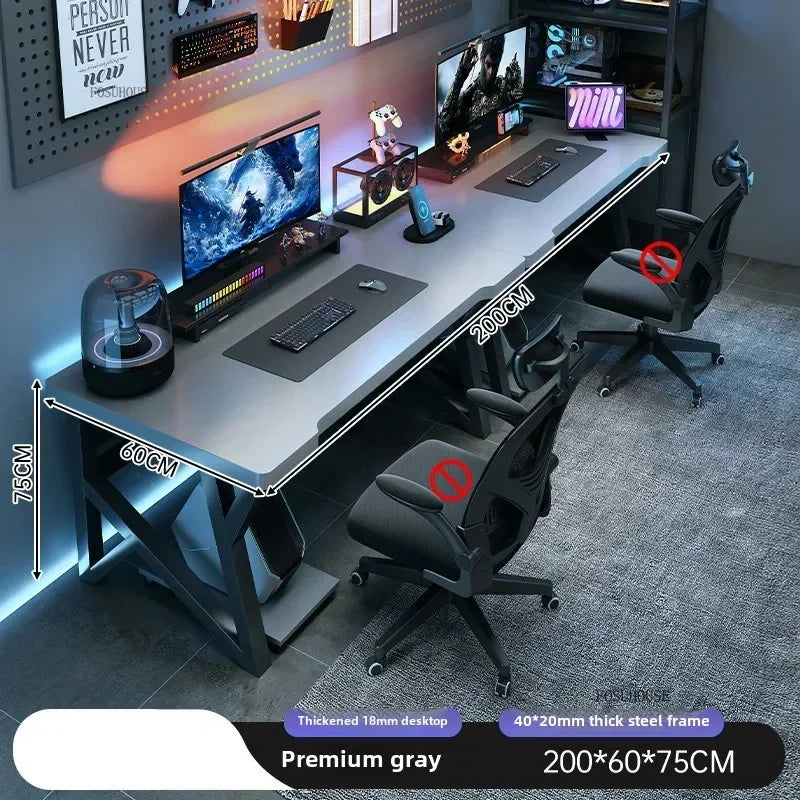 L-Shaped Double Computer Desk Home Office — Black | KIMLUD