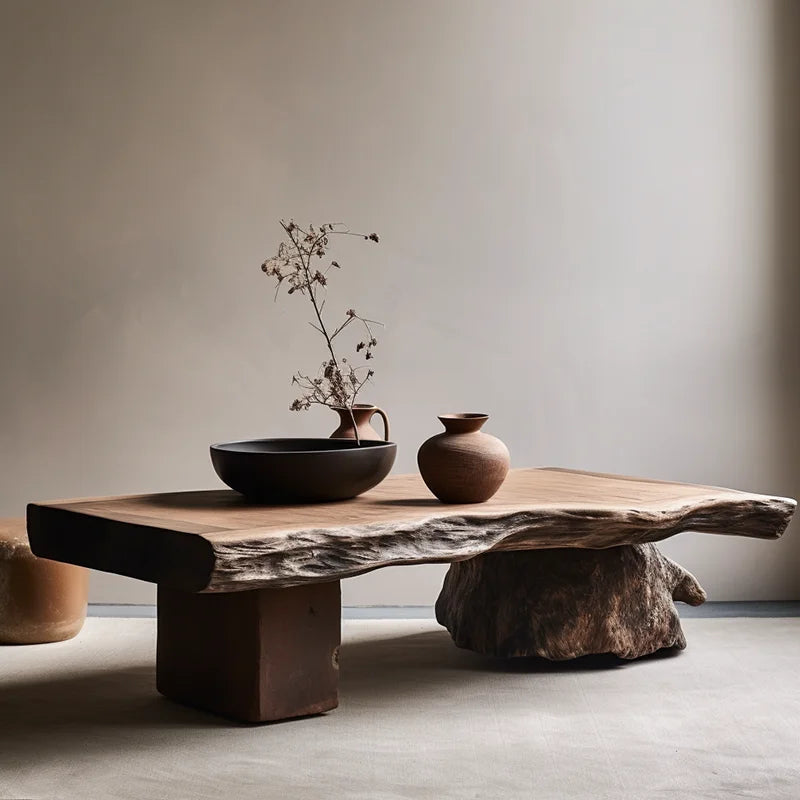 Solid Wood Coffee Table Minimalist Modern — Natural Wood | KIMLUD