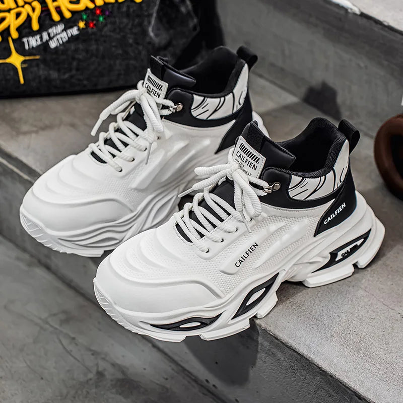 Men's Running Shoes – High Top – Wear-Resistant Thick Sole – All Season | KIMLUD