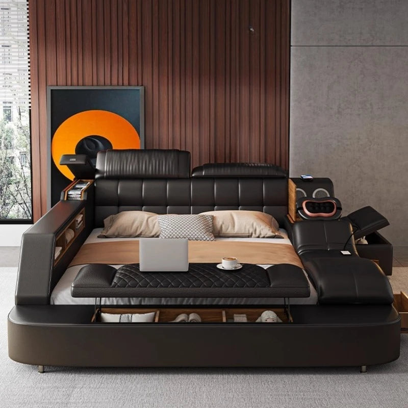 multifunctional queen size Double bed Massage smart Double bed cosy smart frames headboard slaapkamer meubels bedroom furniture