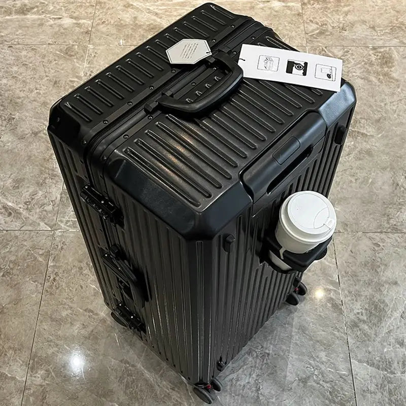 Aluminum-Frame Luggage Large Capacity Cup Holder — Black | KIMLUD