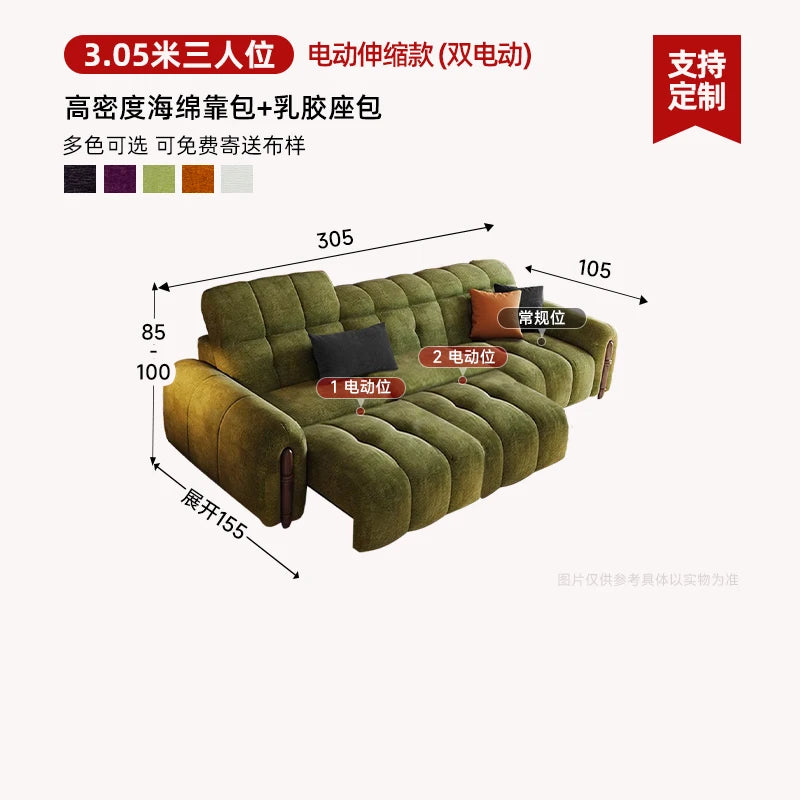Chinese Style Living Room Sofa Multifunctional Smart Seating — Olive Green | KIMLUD