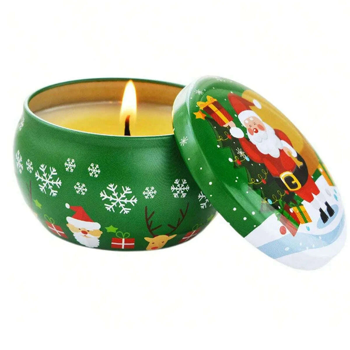 KIMLUD, Christmas Atmosphere Aroma Candles Santa Claus Tin Box Plant Formula Aroma Candles Suitable for Bedroom and Living Room, KIMLUD Womens Clothes