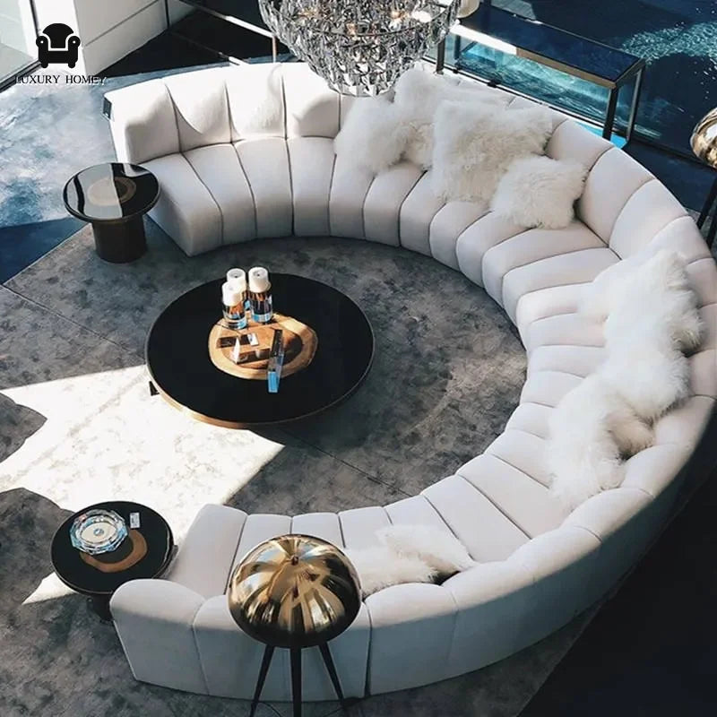 Artistic Leather Snake Curved Sofa — White | KIMLUD