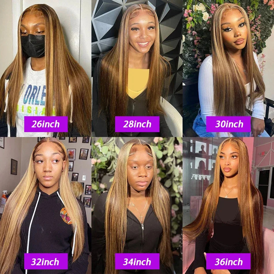 360 Full Lace Wig 40 Inch Ombre Silk Straight — Honey Blonde | KIMLUD