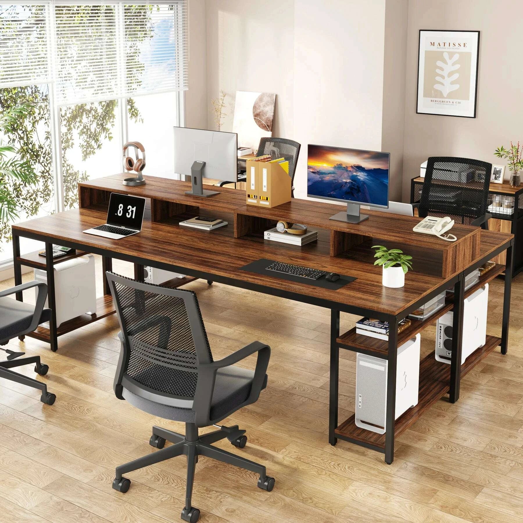 tribesigns-7874-inches-extra-long-two-person-desk-double-computer-desk-with-monitor-stand-and-storage-shelves-work-tablekimludkimlud-35570990