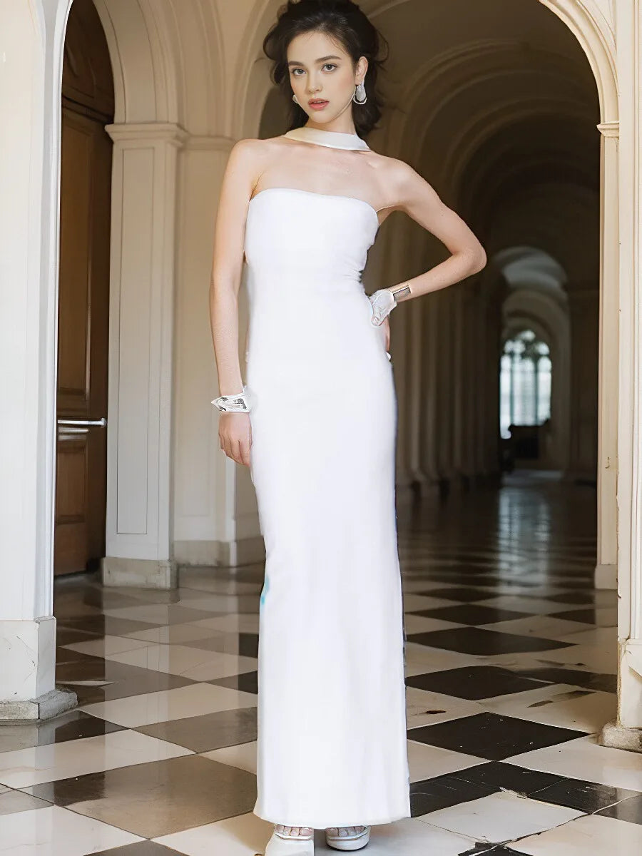 Dresses – Backless Halter Maxi – Polyester | KIMLUD