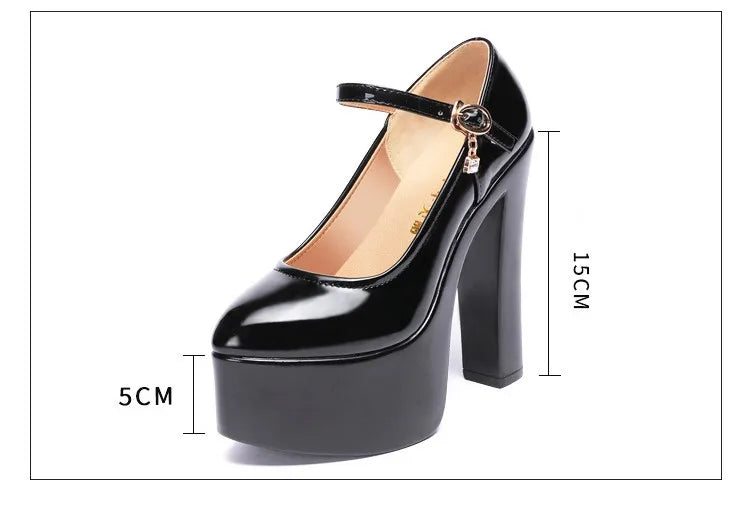 Pumps – Extreme Block Heel Platform – PU | KIMLUD