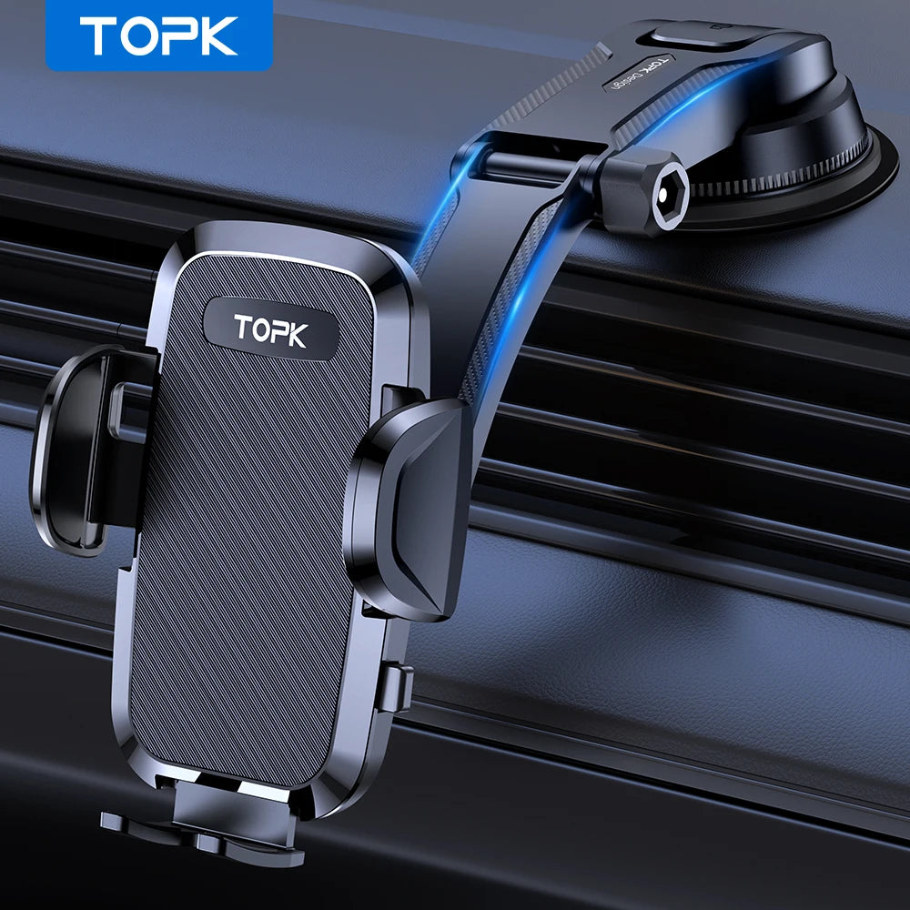 TOPK Universal Car Phone Holder for Air Vent Suction Cup Dashboard Hands Free Cell Phone Mount for Car truck for All Smartphones