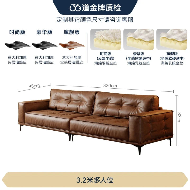 Leather Oversized Sofa Postmodern — Deep Brown | KIMLUD