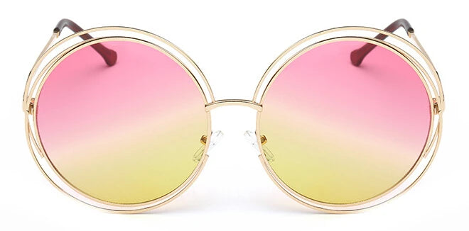 Vintage Sunglasses Round Oversized Mirror Lens — Silver | KIMLUD