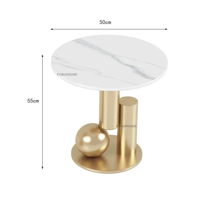 Gold-Toned Iron Oval Coffee Table With Glass Centerpiece — Gold | KIMLUD