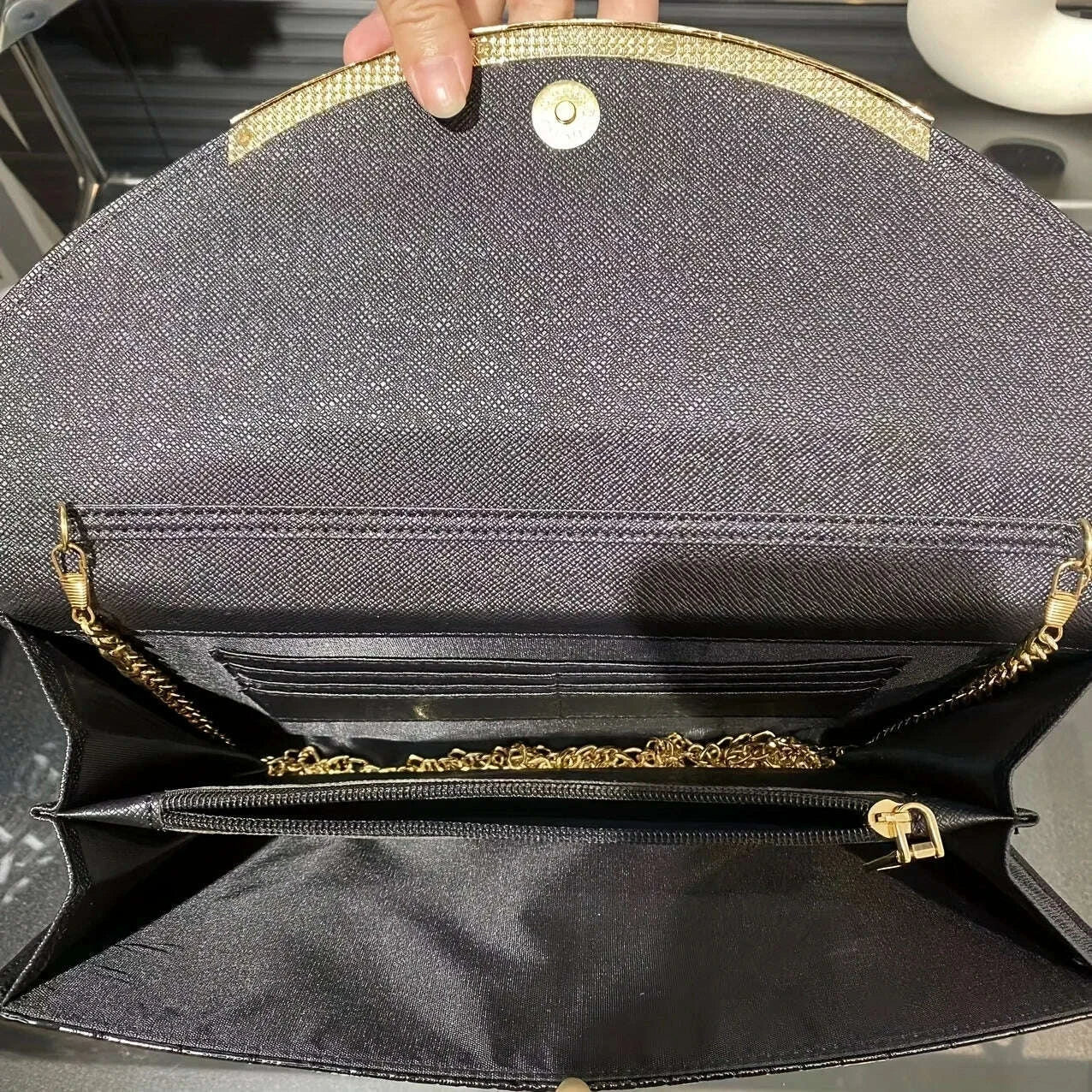 KIMLUD, Patent leather women's clutch bag Large capacity clutch bag chain clutch bag Single shoulder straddle bag, KIMLUD Womens Clothes