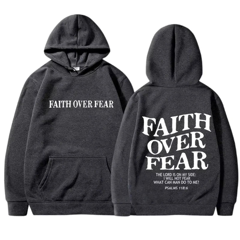 Hoodies – Faith Over Fear Print – Polyester Knit | KIMLUD